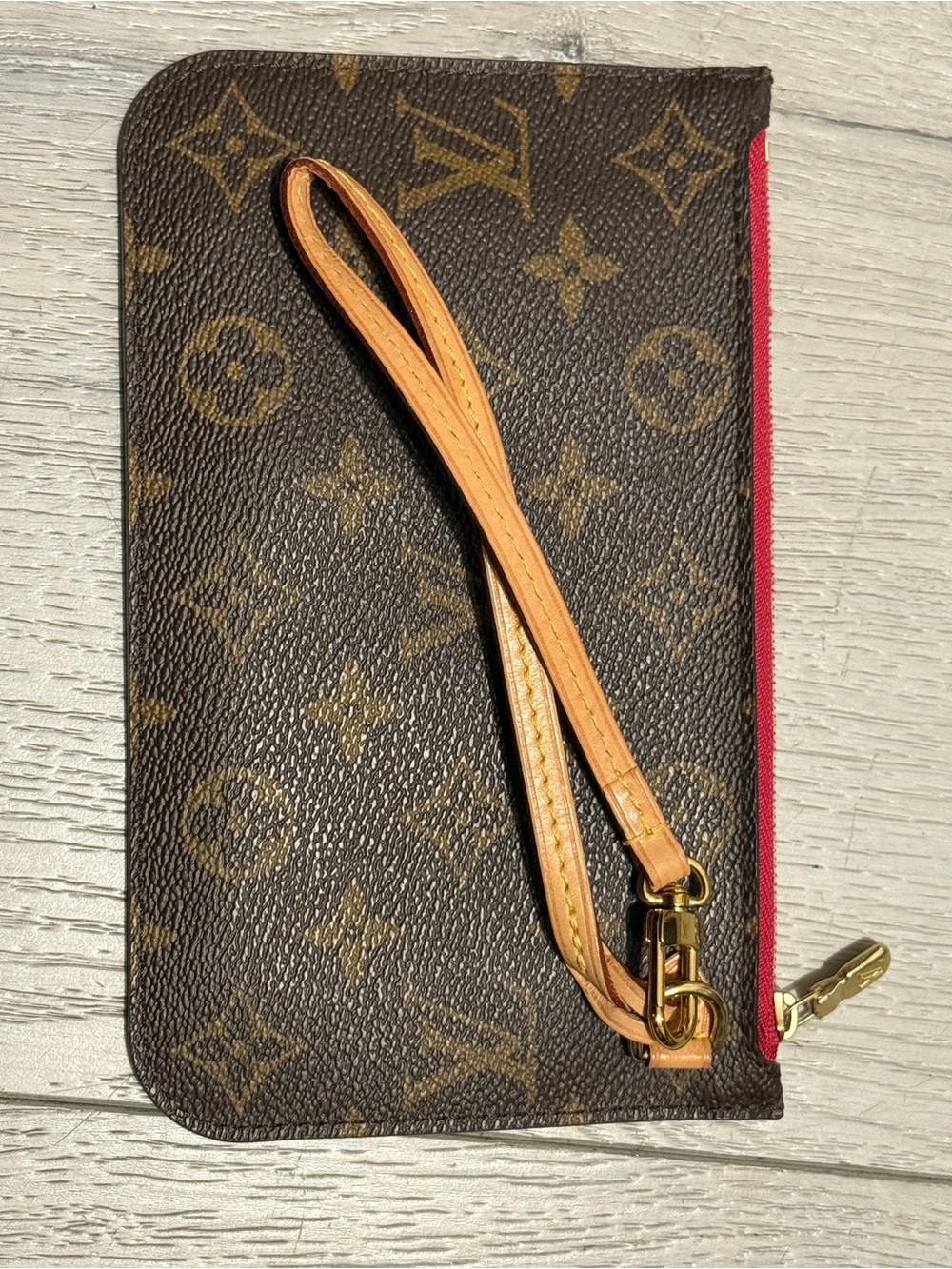 Louis Vuitton Monogram Zip Wristlet - Brown, Red, Tan